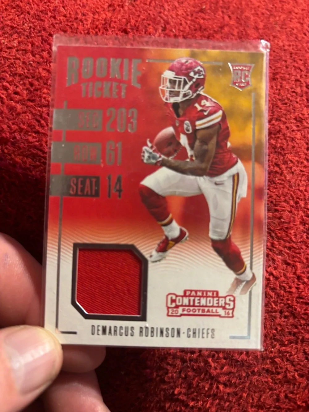 Panini Contenders Demarcus Robinson Ticket Football Red Jersey Patch #36